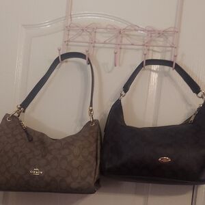 Coach Dual-Tone Signature Shoulder Bags